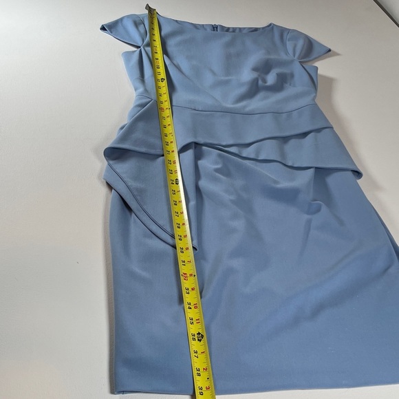 Vince Camuto Blue Cap Sleeve Asymmetrical Dress With Peplum Pencil Skirt- Size 4 - Picture 12 of 15